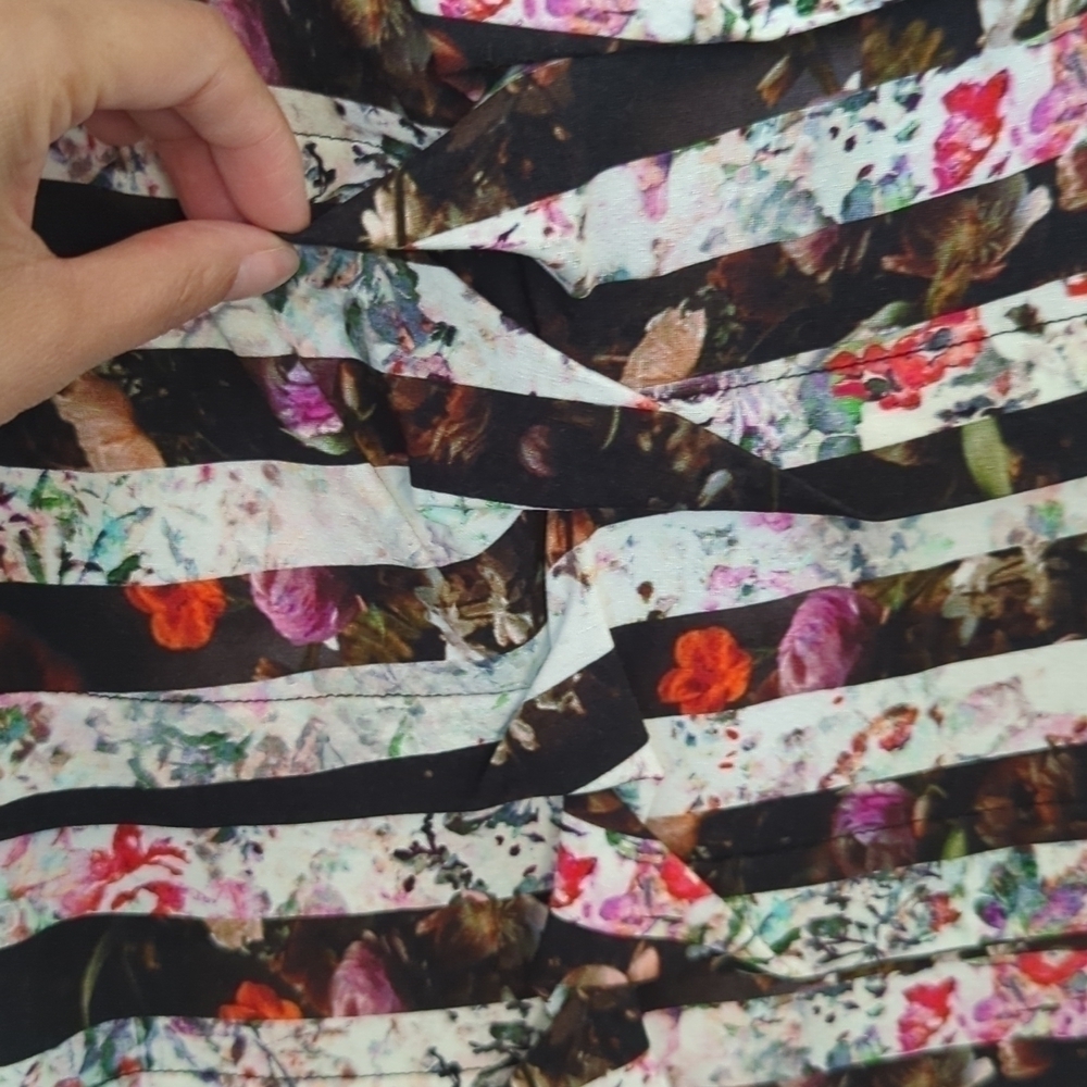 Nicole Miller Atelier Striped Floral Dess Multicolor Sz Small business casual - Picture 5 of 8